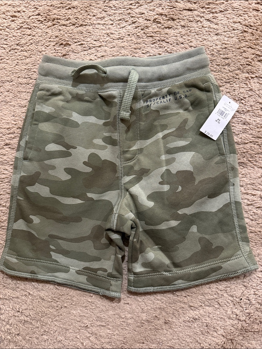 GAP Kids Olive Green Camo Drawstring Shorts